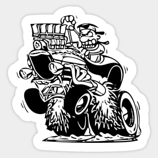 Drag racing wheelie cartoon artwork Sticker